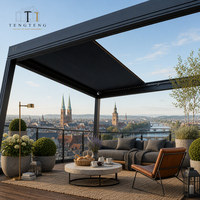 Pergola bioclimatique motorisée en aluminium imperméable avec structure thermolaquée, télécommande et résistance à la rouille pour l'extérieur