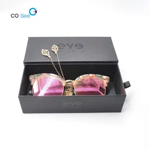 COSEE Customize Logo Drawer Gift Glasses Case Cardboard Black Paper Box For Glasses