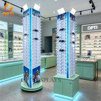 Présentoir de sol rotatif pour lunettes de soleil, présentoir à lunettes avec armoire verrouillable, support lumineux à LED pour lunettes