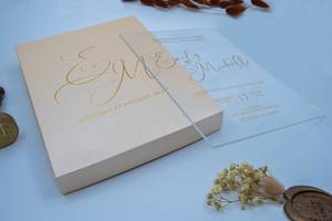 <span class=keywords><strong>Carte</strong></span> <span class=keywords><strong>d</strong></span>'<span class=keywords><strong>invitation</strong></span> de mariage personnalisée en plexiglas transparent de 7 pouces avec boîte et enveloppe – Vente en gros - Product Image 5