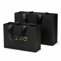 Sacs shopping en carton noir personnalisés, recyclables, pour bijoux, vêtements, bougies, vente au détail