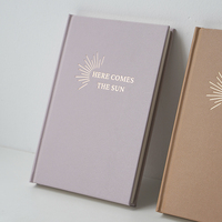 Agenda quotidien A5 avec couverture en tissu de lin, reliure rigide, impression personnalisée du logo du soleil