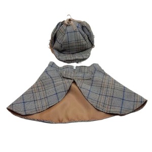 Disfraz de Detective Sherlock Holmes para Mascotas, Gatos y Perros, Conjunto de Sombrero y Capa, Disfraz de Verano sin Mangas, Ropa Creativa para Animales - Product Image 4