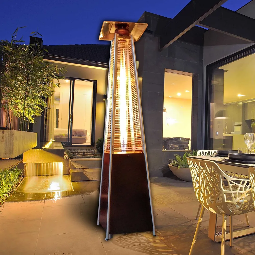 Gemakkelijk Gemonteerd Piramide Terrasverwarming Outdoor Commerciële Echte Vlam Gas Heater