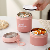 Mug de petit-déjeuner grande capacité en acier inoxydable 304 avec couvercle isotherme et cuillère, portable, design créatif multicouche, pour étudiants et bureau