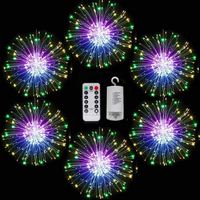 Lumières LED de feux d'artifice suspendues pour la décoration de jardin, de cour, de véranda, de fête, de maison, de Noël, alimentées par piles, télécommandées, étanches