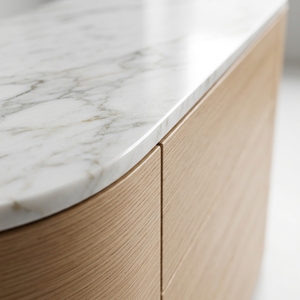 Commode à 4 tiroirs en placage de noyer argenté, commode moderne incurvée avec dessus en marbre <span class=keywords><strong>blanc</strong></span> pour chambre à coucher, salon ou couloir - Product Image 3