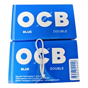 Papiers à rouler OCB Blue Double, fibres végétales naturelles, sans colorants, sans chlore, combustion lente et uniforme, 100 feuilles/carnet, 25 carnets/boîte - Product Image 3
