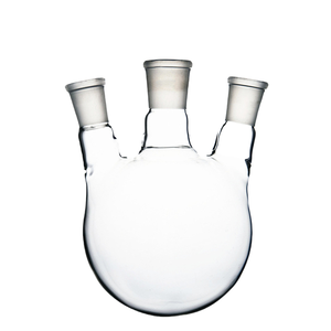 Fiole en verre borosilicaté à trois colliers et fond rond, fiole de réaction à trois colliers pour la distillation en laboratoire de chimie - Product Image 1