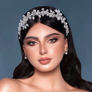 Accessoires pour cheveux faits à la main, strass argentés, pièces pour cheveux pour femmes, diadème de <span class=keywords><strong>communion</strong></span>, coiffe de mariée, bandeau de mariage - Product Image 1