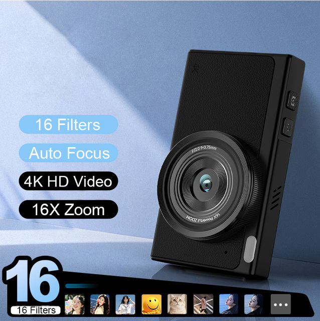 BENJIE 4K Ultra HD Digital Compact Point Shoot Camera 64MP Photo 2.4-inch Display SD Multiple Shooting Modes Budget-Friendly