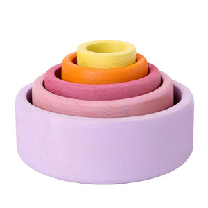 Montessori Spielzeug Wooden Stacking rainbow Bowl Juguetes Para Los Ninos Other Educational Building Stack Classic Toys for Kids - Product Image 3