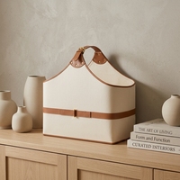 Panier de rangement élégant en tissu et cuir pour magazines, foulards, cadeaux, panier multifonctionnel avec poignée