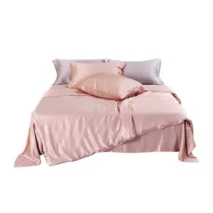 22mm 4 peças set mulberry seda cama folha capa de edredão rainha fronhas seda pura seda cor sólida cama definido para a cama