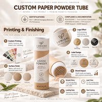Tube en papier kraft biodégradable sur mesure, avec tamis, pour poudre libre, cylindre cosmétique, shaker, fabrication directe d'usine, pour OEM