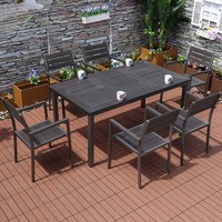 Ensemble de table et de chaises de salle à manger et d'hôtel en WPC moderne et durable pour l'extérieur, résistant aux intempéries, écologique, meubles de loisirs pour balcon