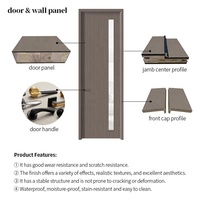 Porte intérieure en bois de chêne gris veiné avec vitrage dépoli vertical, anti-moisissure et résistante à l'humidité, idéale pour bureau, bureau d'étude, hôtel