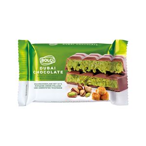 Chocolat au lait de pistache de Dubaï avec saveur de noix et de pistache, pâtons de pâtisserie verts grillés G.65 X 10, qualité supérieure - Product Image 1