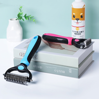 Peigne à tricoter double face en acier inoxydable et plastique pour animaux de compagnie, avec poils longs et fonctions de démêlage, vente en gros
