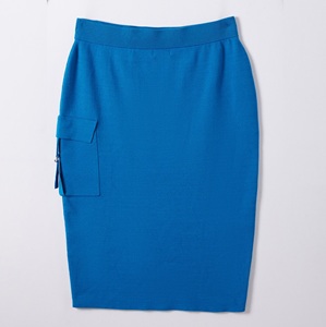 Conjunto de Dos Piezas de Falda <span class=keywords><strong>Midi</strong></span> para Mujer, Conjunto de Punto Azul Otoñal, Suave, Transpirable y Elegante con Cinturón Cargo - Product Image 4