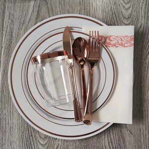 600 pièces assiettes de fête en plastique chaud vaisselle jetable fantaisie élégante robuste pour la fête mariage hôtel restaurant - Product Image 1
