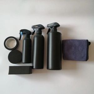 500ml Plastic Spray Bottle High Quality Customized 500Ml Full Black HDPE Car Cleaning Plastic Trigger Spray Bottle Set With Towel Cleaning Sponge