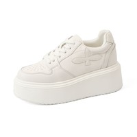 Baskets blanches rehaussantes pour femmes de 10 cm, nouvelle collection automne 2025, à semelle épaisse, respirantes, durables, en cuir, chaussures décontractées à plateforme