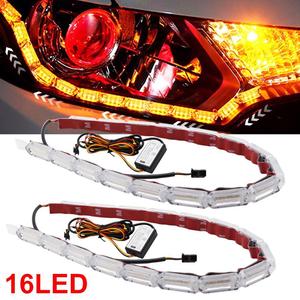 Luz LED de circulación diurna para coche, tipo lágrima de cristal, luz guía de color dual blanco a amarillo, señal de giro secuencial de alto brillo, retroiluminación. - Product Image 4