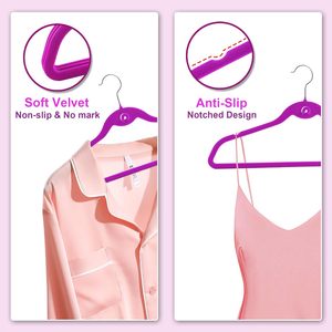 Children's Clothing Hanger Premium Wholesale Velvet Non-Slip 360 Degree Swivel Saving Colorful Design for Wardrobe - Product Image 2