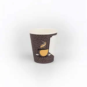 Disposable hot sale customized single wall paper coffee cups with handle paper cups for hot drinks