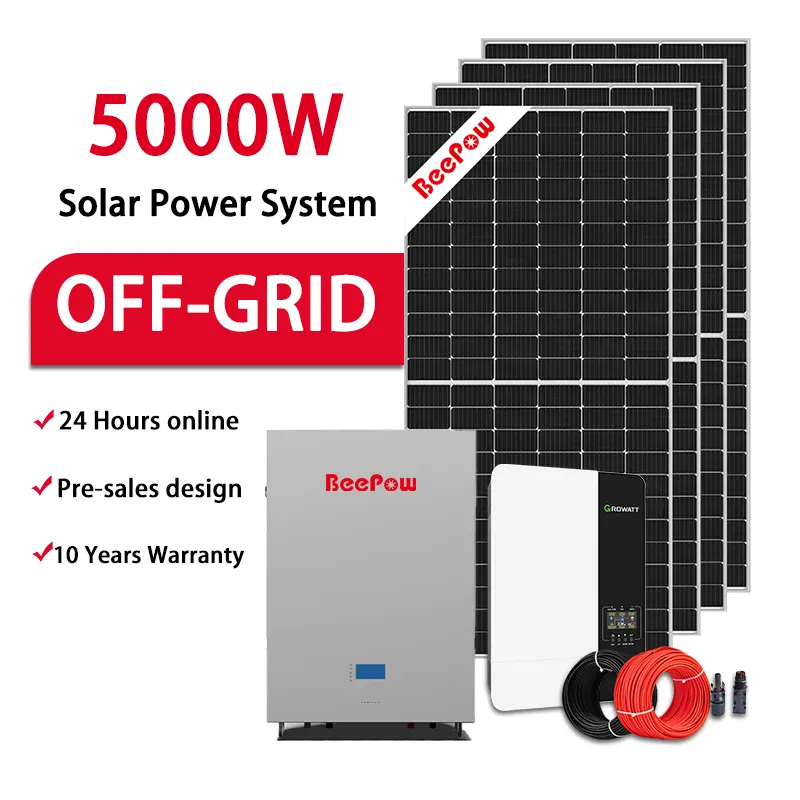 Beepow Precio bajo completo 5000W Solar Off Grid Connected Kit Panel solar 5000W Off Grid System