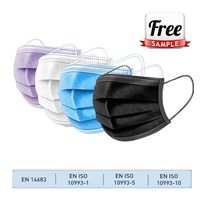 Mascara non tissé avec logo personnalisé, masque anti-poussière, masque chirurgical noir jetable à 3 couches