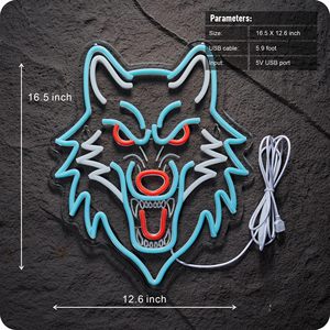 Letrero de Neón con Diseño de <span class=keywords><strong>Lobo</strong></span>, Luz LED, Alimentación USB, Decoración de Pared con Animales, Regalos de Navidad y Cumpleaños, Letreros de Neón Personalizados - Product Image 5