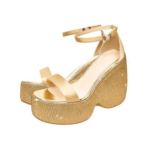 Босоножки женские на высоком каблуке, блестящие туфли с открытым носком, элегантная обувь на танкетке для вечеринок - Product Image 2