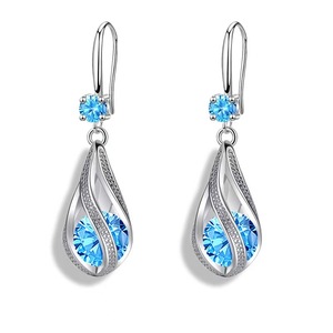Orecchini pendenti a goccia con pietra intarsiata a torsione, eleganti gioielli di moda da donna - Product Image 3