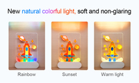 Tableau d'écriture et de coloriage LED carré portable pour enfants, en ABS moderne, à piles, avec fonction tactile, pour chambre à coucher
