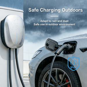 สถานีชาร์จรถยนต์ไฟฟ้าแบบติดผนัง รุ่นใหม่ 32A 7kW Type 2 สีขาว พร้อมหน้าจอ LCD รองรับการ์ด  ระบบความปลอดภัยอัจฉริยะ IP65 ใช้งานได้ทั้งภายในและภายนอกอาคาร - Product Image 4