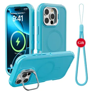 NUEVA Funda Magnética Armor para <span class=keywords><strong>iPhone</strong></span> 16 15 14 Plus <span class=keywords><strong>13</strong></span> 12 11 Pro Max, Soporte Magnético para Lente de Cámara, Carga Inalámbrica - Product Image 6