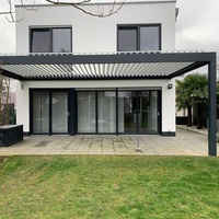 Kits de système de toiture à lamelles en aluminium, LED, imperméables, écologiques, gazebo extérieur, pergola bioclimatique 10 x 13', cadre thermolaqué