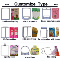 Sac de sucre en forme de collation avec zip-lock de qualité alimentaire imprimé personnalisé pochette en plastique emballage sac d'emballage alimentaire