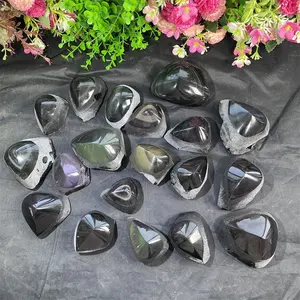 High Quality Natural Healing Crystal Half Polished Rainbow Obsidian Raw Stone For Decor