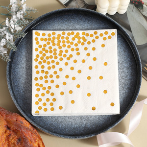 Gold Polka Dot White Paper Napkins 330mm Disposable For Birthday Party Decoration - Product Image 1