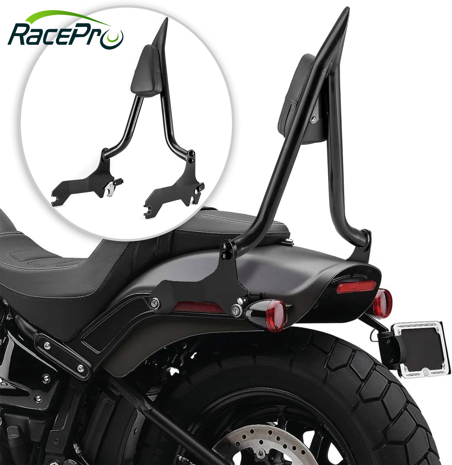 22" Motorcycle Rear Passenger Backrest Sissy Bar With Back Rest Pad Compatible For Softail Fat Boy Flfbs 114 Flfb 107 2018 2023 Breakout Fxsb Fxbr 201