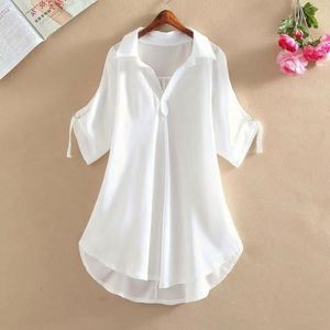 Blusa de chifón vintage informal de corte regular para mujer, talla grande, para otoño y primavera, con cuello alto, manga raglán, de secado rápido, de nailon, para exterior. - Product Image 4