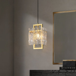 Luxury Glass Pendant <b>Light</b> Rectangle Shape <b>Led</b> Single Head Chandelier For Living Room Villa Hall Dining Room - Product Image 3