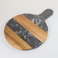 Planche à découper rectangulaire en marbre et bois d'acacia, épaisseur 1,3 cm, plateau de service naturel avec poignée, ustensile de cuisine pour découper le fromage, directement de l'usine