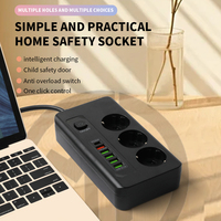 Multiprise Schuko Noir et Blanc 3/6 Prises EU avec Charge Rapide PD Type-C, Protection Contre les Surcharges, Câble d'Extension 2M 3M pour Vente en Gros UE