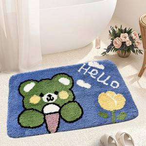 Alfombra de baño con dibujos de osos, rectangular, de fibra de poliéster, absorbente, antideslizante, para el hogar, baño, dormitorio, entrada - Product Image 2