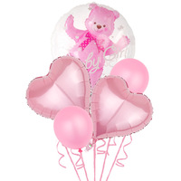 Ballon Bobo transparent 24 pouces Ballon en film aluminium Cartoon 3D Teddy Bear Set Birthday Party Balloon decoration