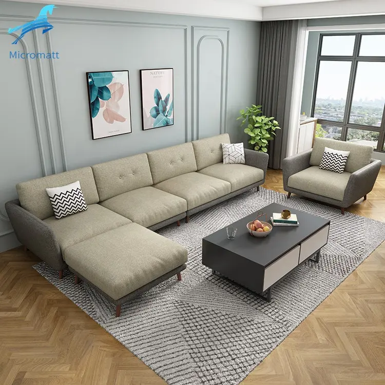 2020 nuevo estilo de estilo moderno combinación Grey Color muebles para el hogar 4 plazas sofá